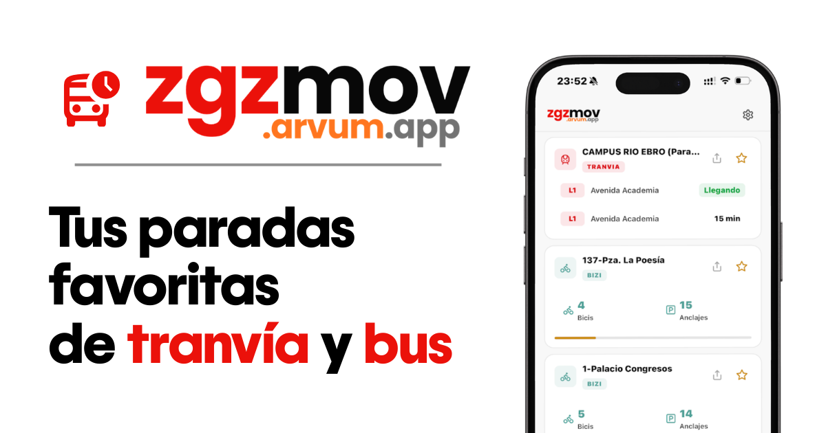ZgzMov: Comprueba los tiempos de bus, tranvía y bicis en Zaragoza